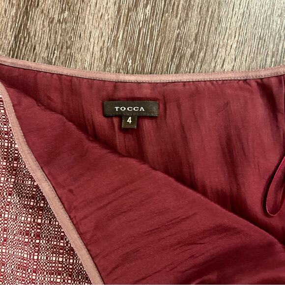 EUC Tocca Pleated Wool Skirt Size 4 Burgundy Tweed Silk Lined Classic Silk Lined - Picture 2 of 6